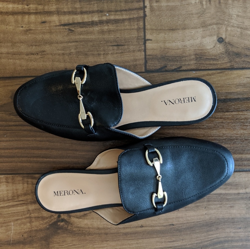 Black Loafer Mules NWOT
